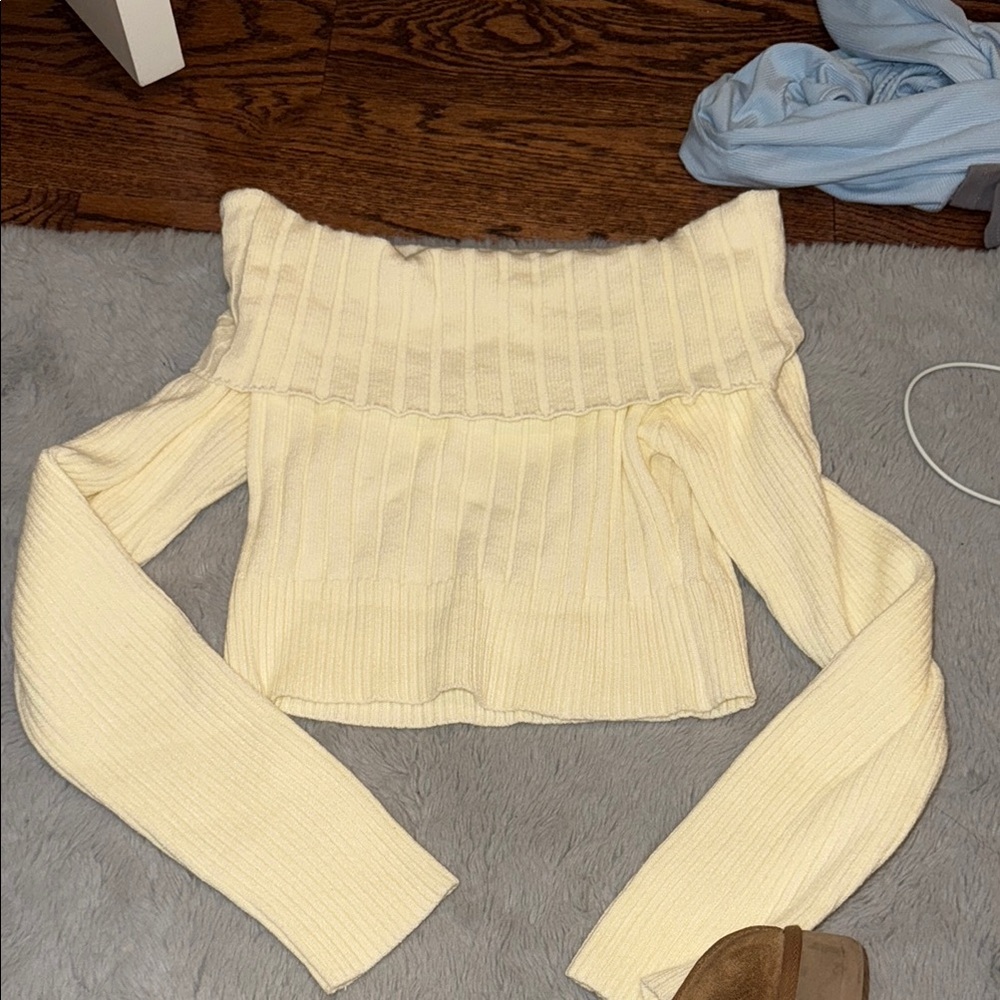 Off the shoulder cropped sweater